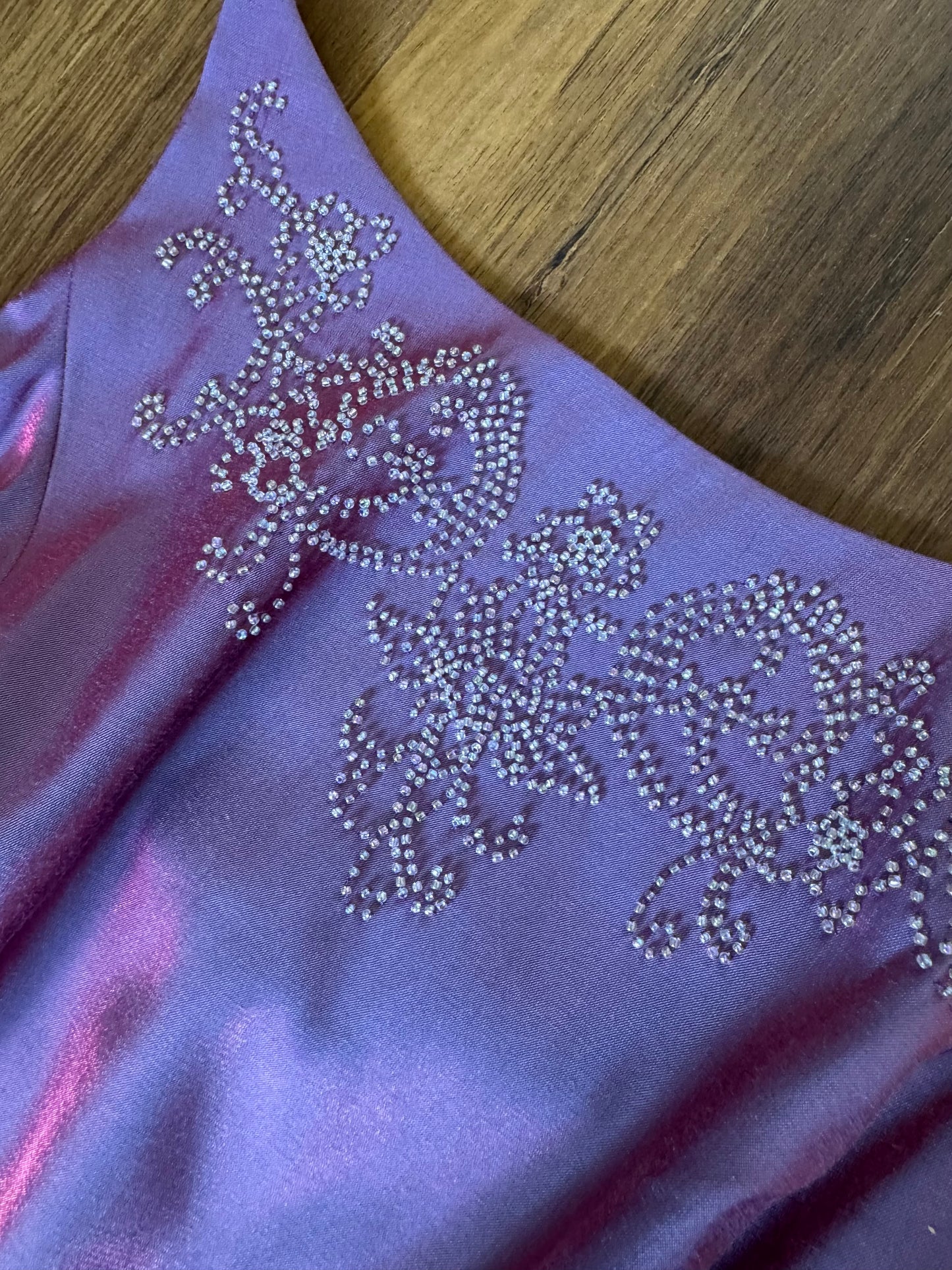 Debut purple iridescent evening dress & shawl uk 12