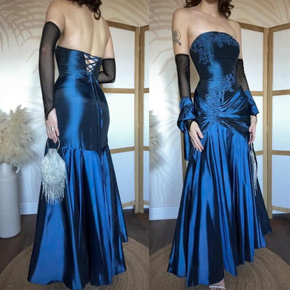 Jora navy strapless prom dress & shawl uk 12