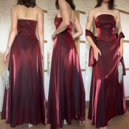 Shimmery dark red 3-piece prom set uk 8-10