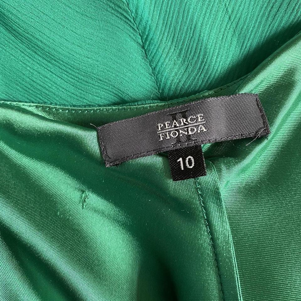 Green 100% silk midi dress UK 10
