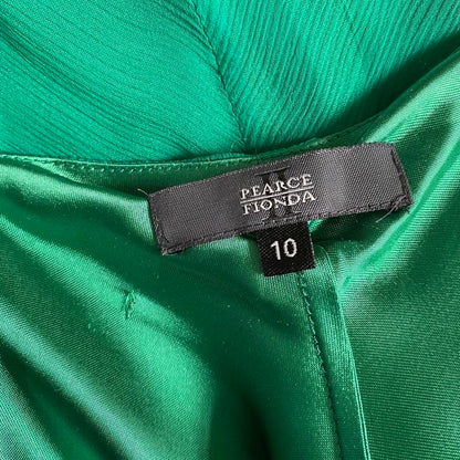 Green 100% silk midi dress UK 10