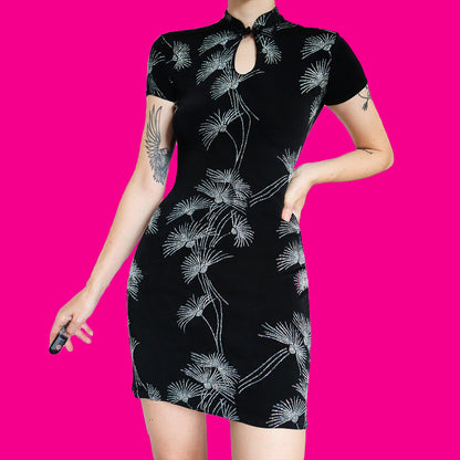 Black Glitter Short Sleeve Mini Dress UK 10