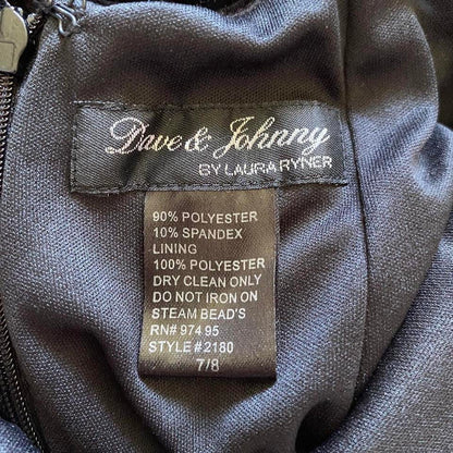 Black Dave & Johnny velvet beaded lace up back evening gown UK 12