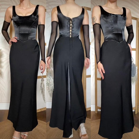 Dawn Stretton black corset evening dress uk 10