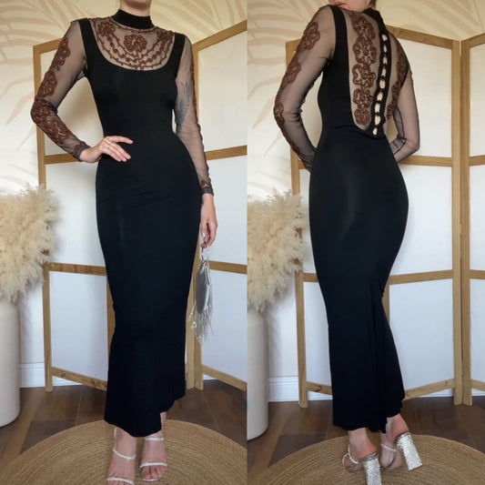 Black stretchy bodycon evening dress uk 6-8