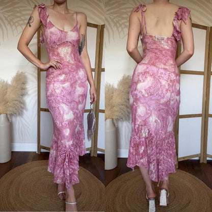 Pink Nick Coleman lace evening dress uk 8