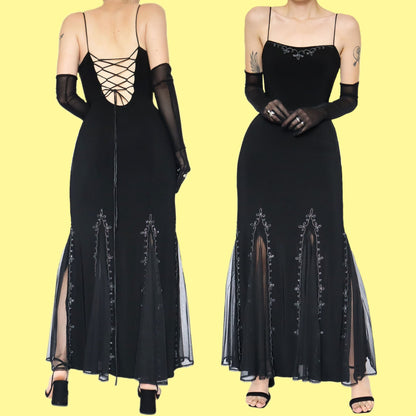 Black stretch cut out flare evening dress UK 10 & UK 12 available