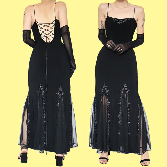 Black stretch cut out flare evening dress UK 10 & UK 12 available