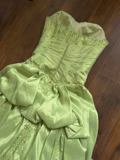 Green strapless a-line prom dress uk 10