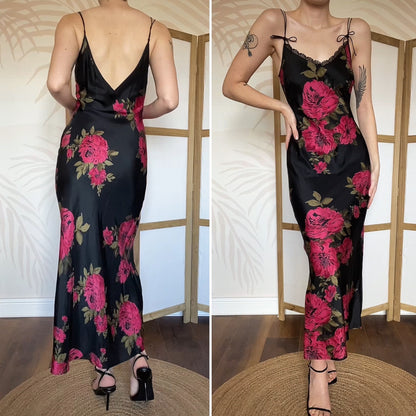 Black Monsoon floral slip dress with matching top UK 8