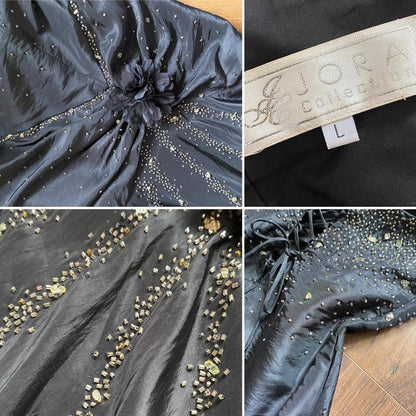 Black strapless beaded prom dress & shawl uk 12
