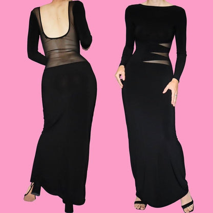 Black stretch long sleeve evening dress UK 8 & UK 14 available