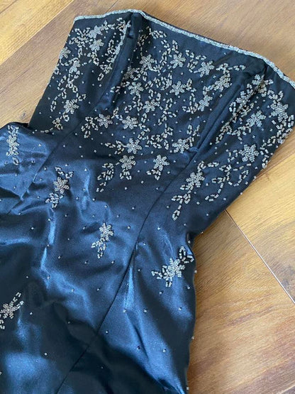 Morgan & Co petite black strapless prom dress UK 8