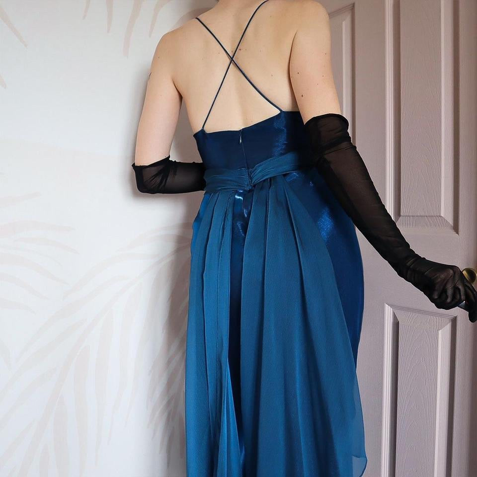 Dave & Johnny blue petite evening dress UK 12