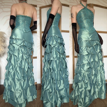 3-piece taffeta top, skirt & shawl set uk 8