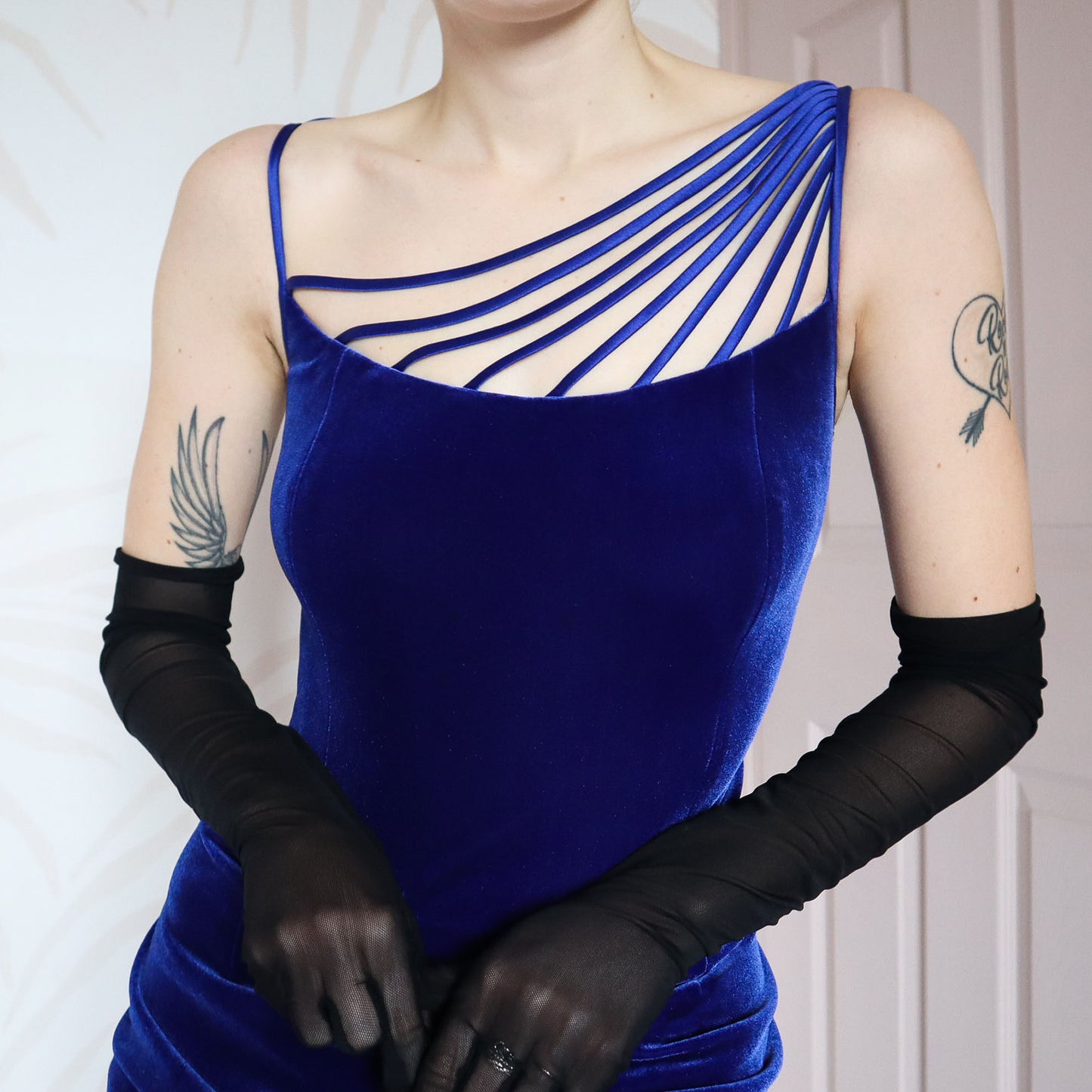 After Six electric blue velvet evening dress UK 14