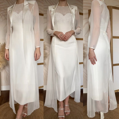 Ivory 2-piece dress & sheer jacket wedding set uk 8