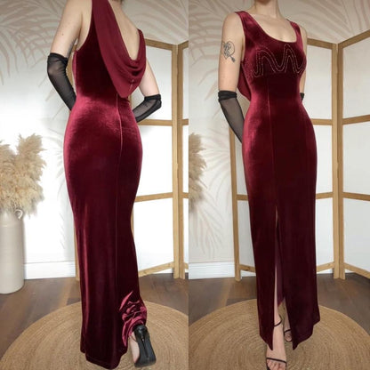 John Charles red velvet stretch evening dress uk 12-14
