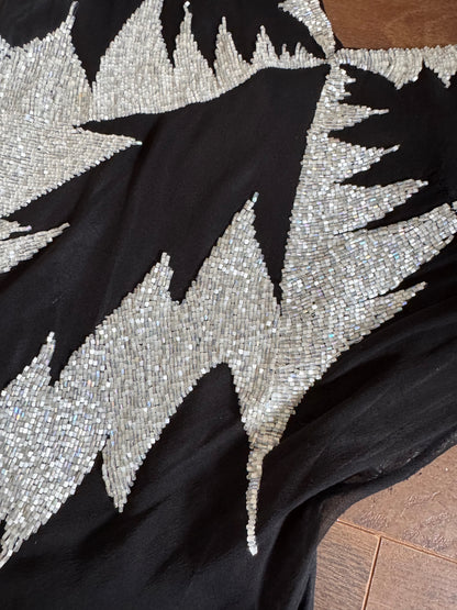 Black & white beaded evening dress uk 10