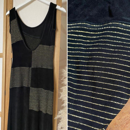 Bernshaw black & gold stretchy bodycon dress uk 10
