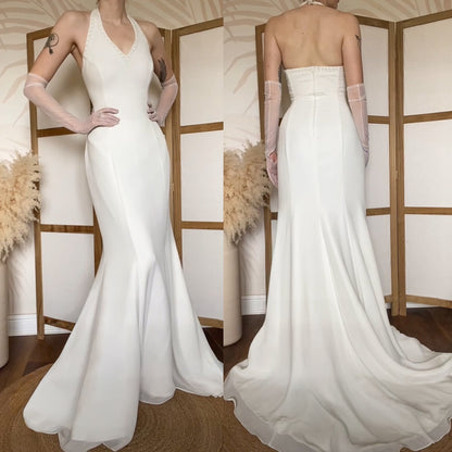 Romantica ivory halter-neck wedding dress uk 14