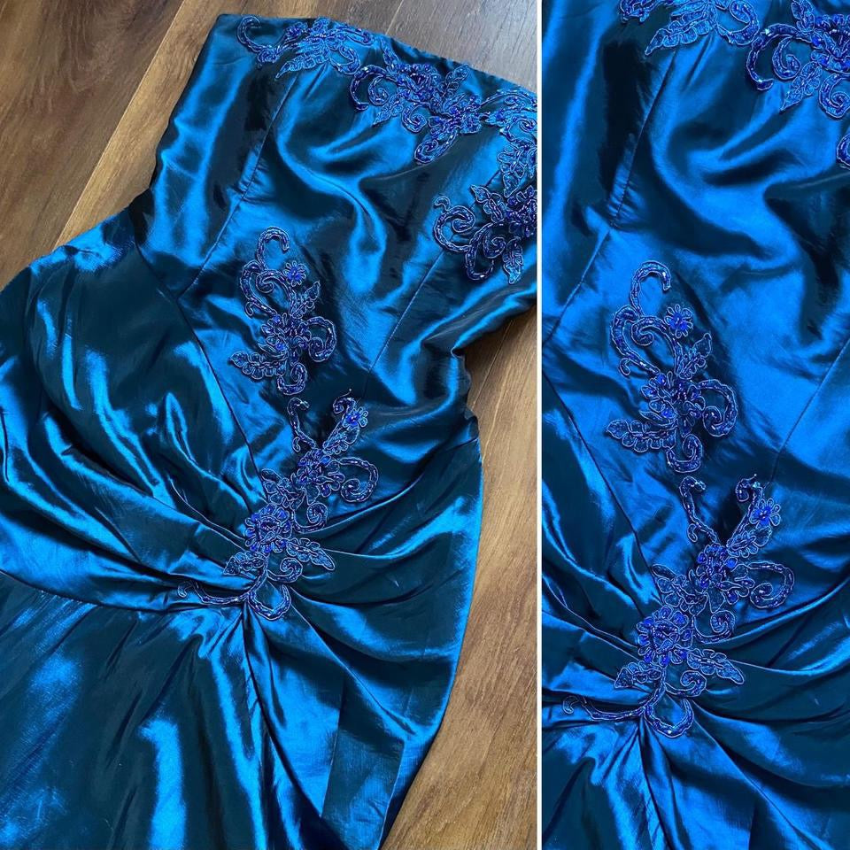 Jora navy strapless prom dress & shawl uk 12