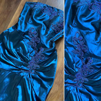 Jora navy strapless prom dress & shawl uk 12