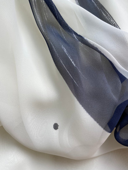 White After Six paint stroke print slip evening dress UK 12