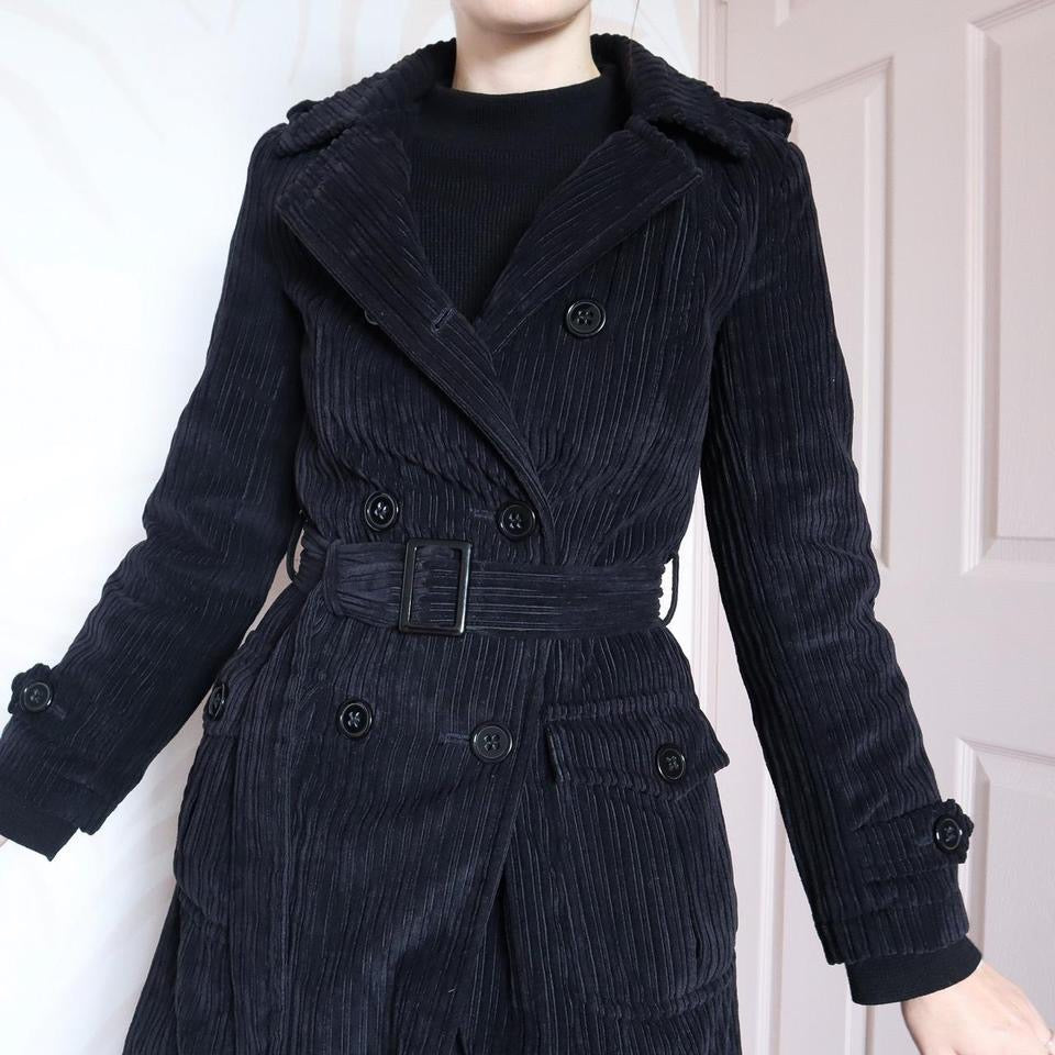 Black Laura Ashley soft cord coat UK 8