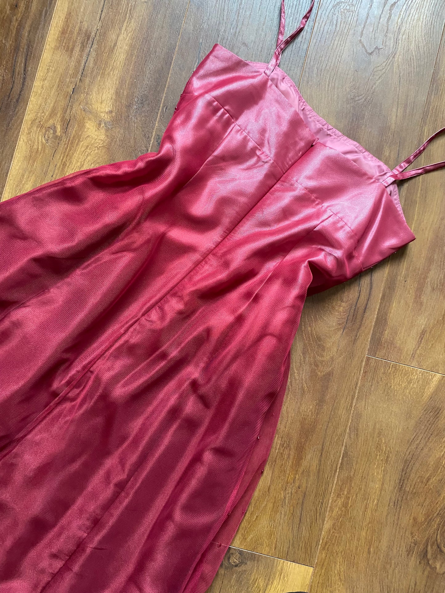 Pink & red ombré beaded 2000s prom dress UK 12