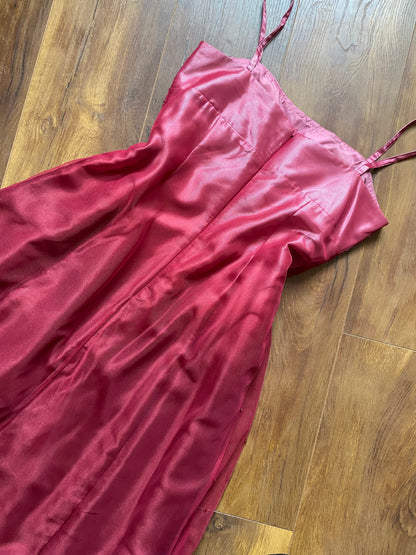 Pink & red ombré beaded 2000s prom dress UK 12