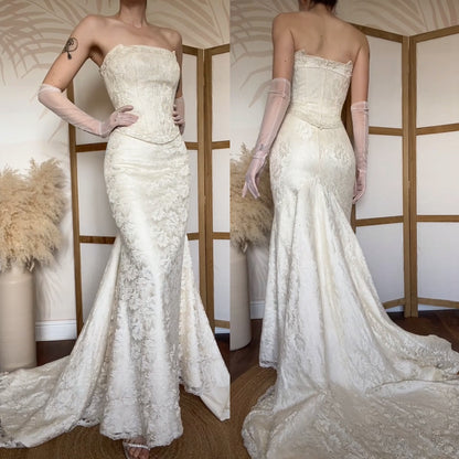 Ivory lace 2-piece corset & skirt wedding set uk 10