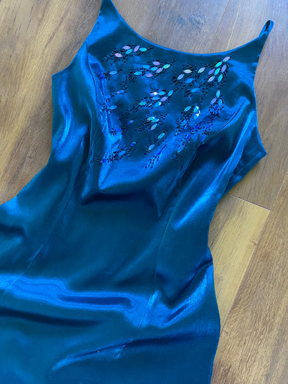 Debut shimmery teal evening dress uk 10