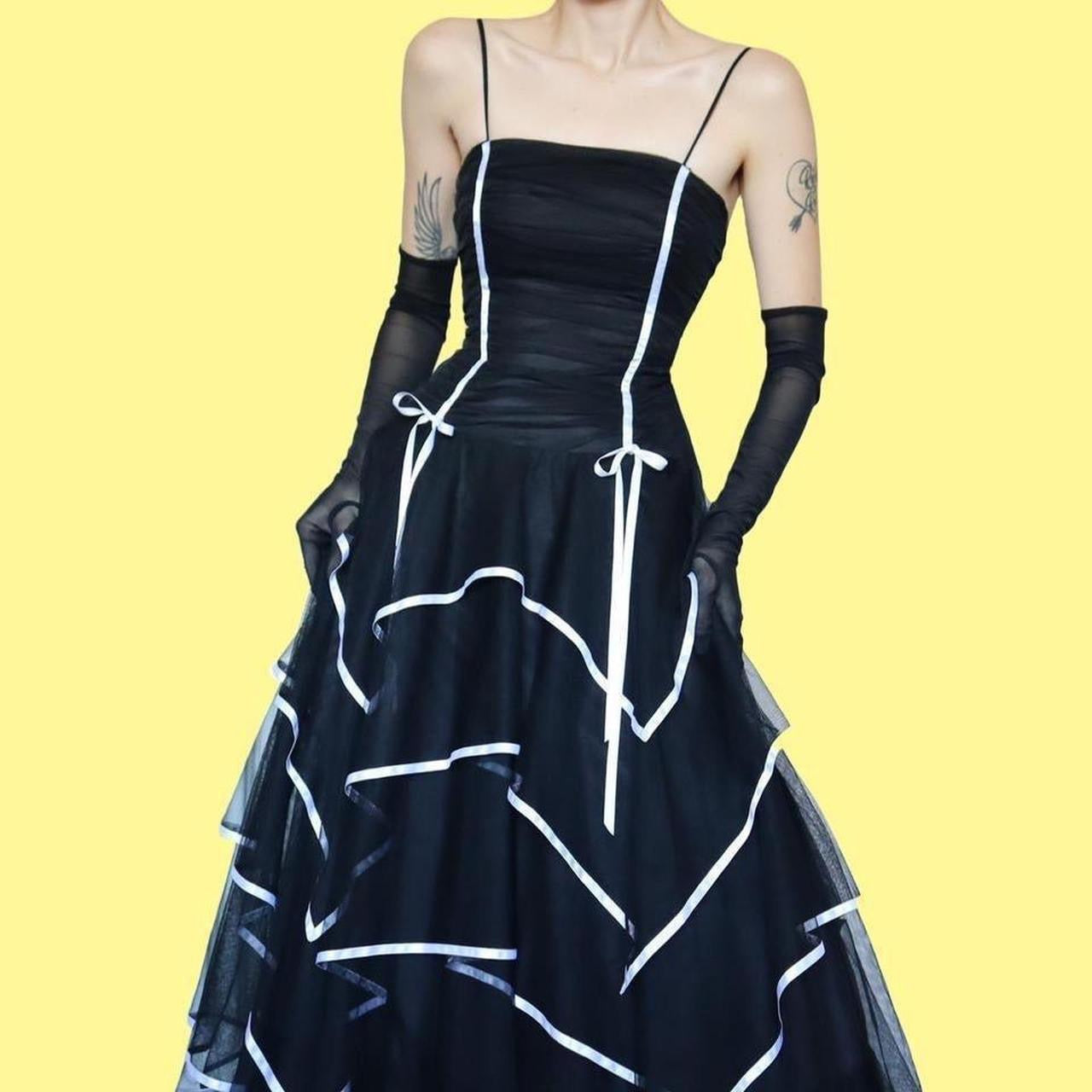 Black & white layered prom dress uk 14