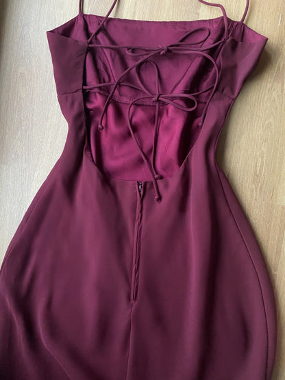 Morgan & Co burgundy open back evening dress uk 10