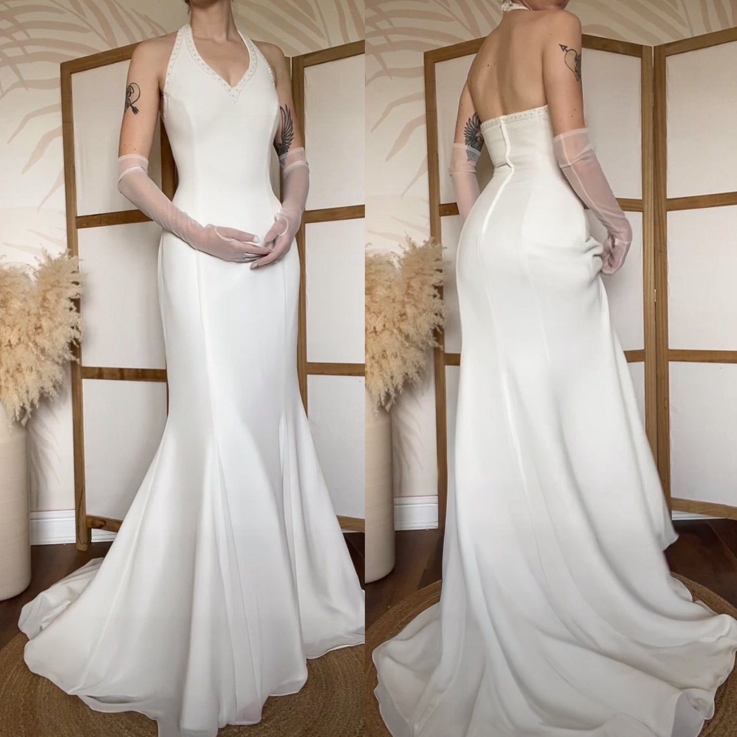 Romantica ivory halter-neck wedding dress uk 14