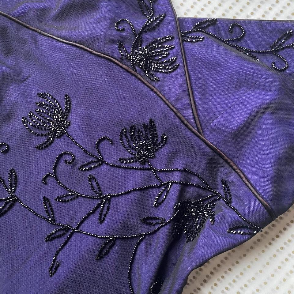 Purple stretch beaded evening dress uk 12-14