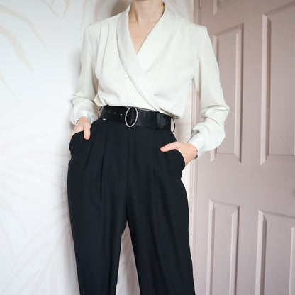 Black & white 80s long sleeve jumpsuit UK 8-10