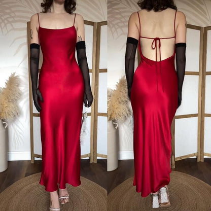 Shimmery red open back slip dress uk 10