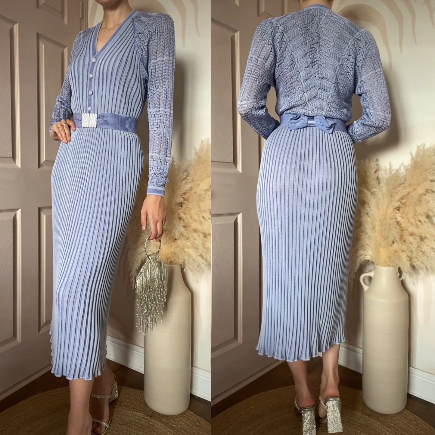 Medici powder blue knit midi dress uk 8-10