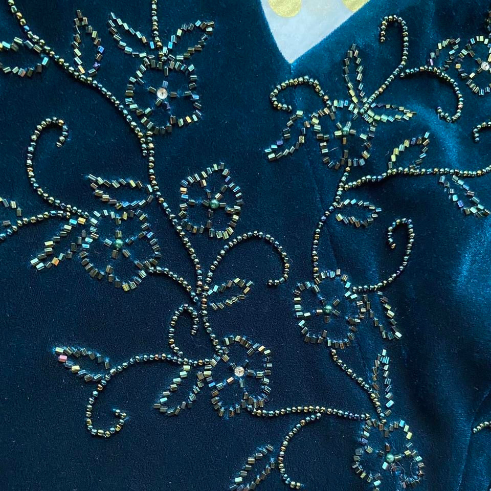 Teal John Charles velvet evening dress UK 12