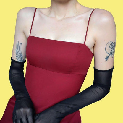 Red open back evening gown UK 12