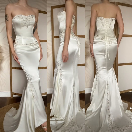 Ivory Maggie Sottero Couture satin strapless wedding dress uk 10