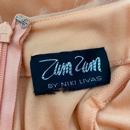 Light orange stretch glittery halter neck dress UK 14