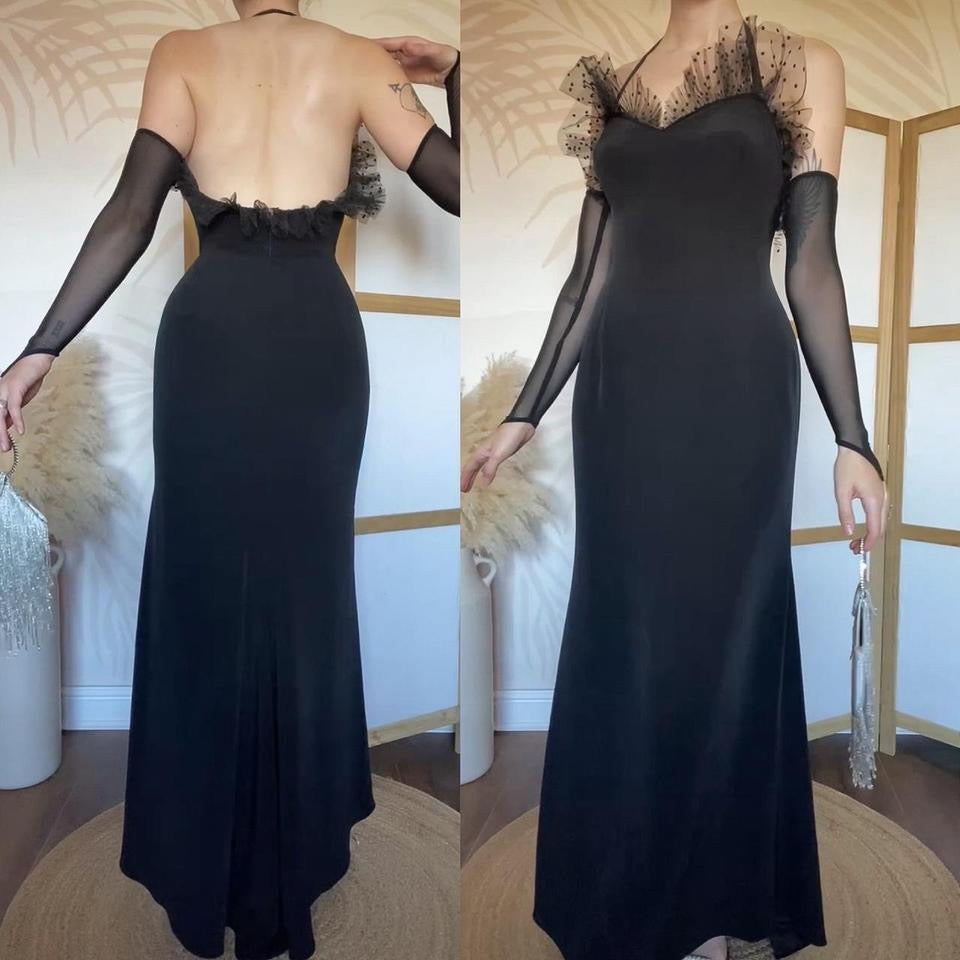Chic Simon Ellis black halter neck dress uk 12