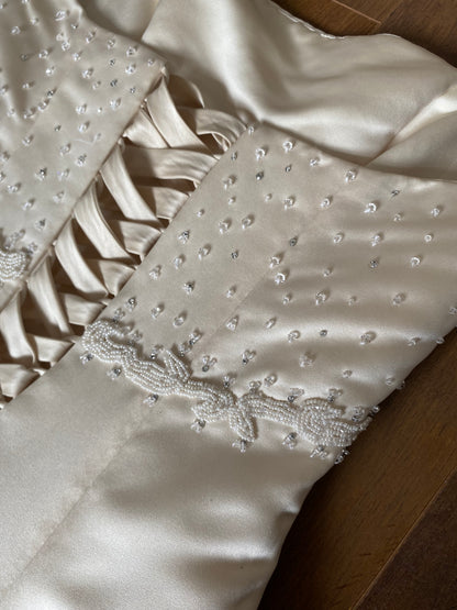 Ivory Maggie Sottero strapless a-line vintage wedding dress uk 10