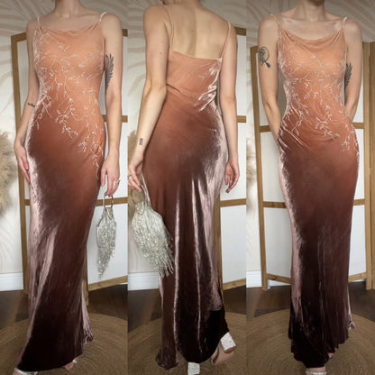 Emma Somerset brown beaded velvet slip dress uk 8-10