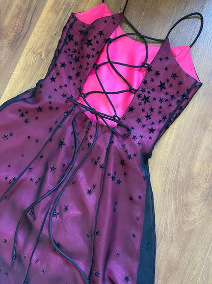 Morgan & Co petite pink glittery star a-line prom dress uk 8