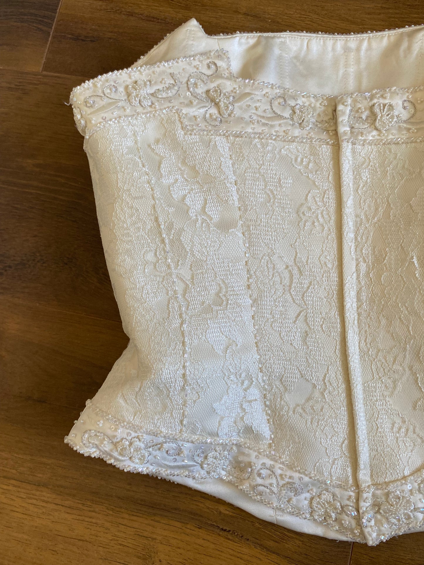 Ivory lace 2-piece corset & skirt wedding set uk 10
