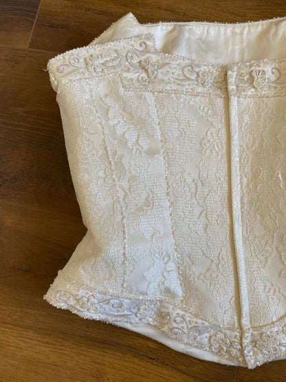 Ivory lace 2-piece corset & skirt wedding set uk 10